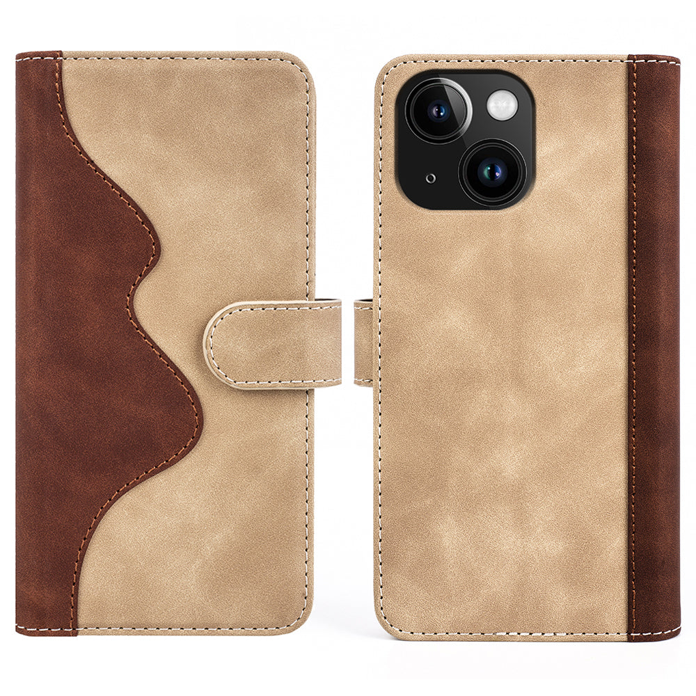 For iPhone 15 Dual-color Splicing Magnetic Clasp PU Leather Wallet Phone Cover Drop-proof Case For iPhone 15 Dual-color Splicing Magnetic Clasp PU Leather Wallet Phone Cover Drop-proof Case